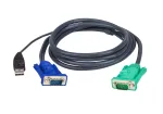 ATEN USB KVM-kaabel 5m, 5 m, VGA, Must, HDB-15 + USB A, SPHD-15, Isane