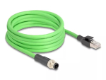 V&otilde;rgukaabel DeLOCK M12 Kaabel D-kodeeritud 4 kontaktiga isane RJ45 isasele PUR (TPU) 2 m