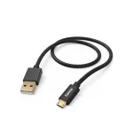 Hama Fabric USB-kaabel USB 2.0 1.5 m USB A Micro-USB B Must