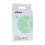 ALKAYA Speed Flex Punutud Andmekaabel 65W 1m Valge (CL-60006)