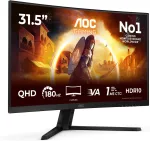 AOC CQ32G4 31,5 inch Curved QHD Gaming Monitor, 165Hz, 1ms, VA, FreeSync Premium, HDR10 (taastatud toode)