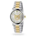 Gucci G-Timeless meeste k&auml;ekell YA1264074 38mm roostevabast terasest h&otilde;bedase sihverplaadiga
