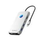 ORICO XCR 12-in-1 USB-C dokkimisjaam RGB-ga, 2x USB-A 3.1, 1x USB-A 2.0, 1x USB-C PD 100W, 1x USB-C 3.1, 2x HDMI 2.0 4K 60Hz, 1x VGA 1080p, 1x microSD/SD 3.0, 1x RJ45 Gigabit Ethernet, 1x Audio CTIA 3.5mm - Hall