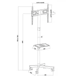 Maclean MC-949 liigutatav teleri alus rataste ja riiuliga 32&ndash;55 tolli, VESA 75&times;75&ndash;400&times;400, max 25 kg, k&otilde;rgus 149,5&ndash;154,5 cm, kalle +5&deg;, must