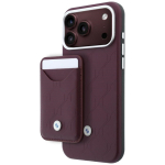 BMW Quilted Pattern Metal Logo &uuml;mbris ja rahakoti komplekt Apple iPhone 18 Pro Max / 17 Pro Max jaoks, burgundy