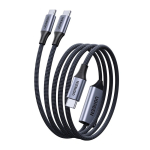 UGREEN L533 2in1 USB-C kaabel, USB-C 2x USB-C PD 140W, 2 m, must