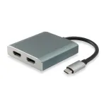 Equip 133464 USB-C &ndash; 2x HDMI emaspesa MST-adapter, USB 3.2 Gen 1, 4096x2160 @30 Hz, 15 cm