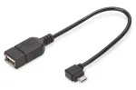 DIGITUS USB 2.0 adapterkaabel, OTG, t&uuml;&uuml;p micro B - A M/F, 15cm USB 2.0 &uuml;hilduv, t&auml;isnurkne, must