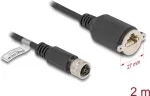 V&otilde;rgukaabel DeLOCK M12 kaabel D-kodeeritud 4 pin emane RJ45-le Cat.5e 2 m must