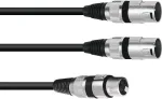 Helikaabel XLR 3-kontaktiline isane 2 x XLR 3-kontaktilise isasega 1,5m Omnitronic 30225205