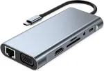 VALUE USB C dokkimisjaam 11-in-1, 4K30 1x(HDMI/VGA/GbE), USB(3xA,1xC,1xC PD) (12.99.1143)