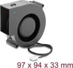 Delock Blower Fan 12 V DC 97 x 94 x 33 mm with 3-Pin Fan Connector, Black (67496)