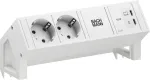 Bachmann DESK2 Pure White lauapealse toitemoodul 2x Schuko pistikupesa ja 65W USB-C PD-ga, 0,2m kaabel, RAL 9010