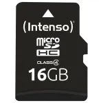 Intenso 16GB MicroSDHC Class 4 m&auml;lukaart SD-adapteriga, lugemiskiirus kuni 21 MB/s, must