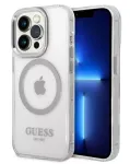 Guess Apple iPhone 14 Pro Max 6.7 Hard Case Metal Outline Magsafe Silver
