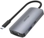 Unitek D1051A USB-C Hub 1x USB 3.0, VGA, 2x HDMI, Power Delivery ja MST-ga