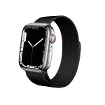 Crong Milano Steel - Roostevabast terasest rihm Apple Watch 44/45/46/49 mm jaoks (must)
