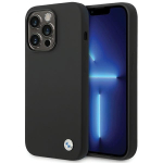 BMW BMHCP15LSILBK Apple iPhone 15 Pro silikoonkate metallse logoga, must