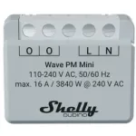 Shelly Qubino Wave PM Mini nutil&uuml;liti, 1 kanal, s&uuml;vispaigaldus, Z-Wave, juhtmevaba, 110&ndash;240 V AC / 24&ndash;30 V DC, hall