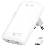 Laadija FlatPlug 65W GaN Dual USB-C valge