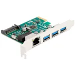 DeLOCK PCI Express x1 laienduskaart, 3 x USB 5 Gbps A-t&uuml;&uuml;pi, 1 x Gigabit LAN