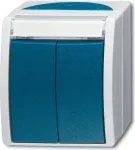 BUSCH JAEGER 1484-0-0374 - nupud - sinine - hall - IP44 - CE - 74 mm - 55 mm