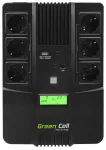 Katkematu toiteallikas Green Cell UPS06, line-interaktiivne 600 VA (360 W), 6 vahelduvvoolupesa, LCD, USB, RJ-45, 12 V 7 Ah aku