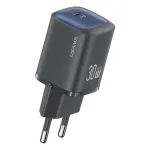 usams 30W GaN USB-C kiirlaadija USA001446 &mdash; 30W USB-C PD kaasaskantav seinapidur, must
