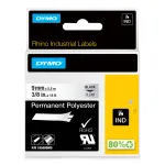 DYMO Rhino Industrial p&uuml;sivad pol&uuml;estersildid | 9 mm x 5,5 m | Must tr&uuml;kk l&auml;bipaistval | Isekleepuv | LabelManager & Rhino sildivalmistajatele