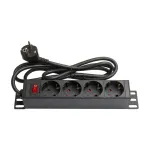 Good Connections Steckdosenleiste 10 - 1HE - Schutzkontakt-Stecker an 4x Schutzkontakt-Buchse - mit Schalter - Kinderschutz - Aluminiumprofil - schwar