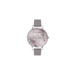 Olivia Burton Enchanted Garden naiste kell OB16EM05 - 38 mm roosakullast roostevabast terasest korpus, valge lilleline sihverplaat, minkhalli nahast rihm