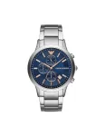 Armani AR11458 meeste kvartskell sinise sihverplaadi ja roostevabast terasest k&auml;ev&otilde;ruga, 43 mm