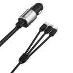 Dudao R5ProN autolaadija sisseehitatud 3-&uuml;hes kaabliga (Lightning / USB-C / micro USB), 3,4 A, 1 m, must