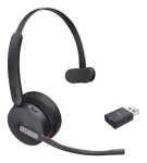 Yealink WH64 h&uuml;briidne mono Teams-peakomplekt, juhtmevaba, peapael, kontor/k&otilde;nekeskus, Micro-USB, Bluetooth, must