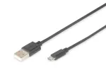 DIGITUS USB 2.0 &uuml;henduskaabel, t&uuml;&uuml;p A - mikro B M/M, 2m USB 2.0 &uuml;hilduv must