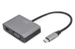 DIGITUS USB-C - mini DP + VGA adapter, 20 cm 4K/30Hz, h&otilde;bedane, alumiiniumkorpus