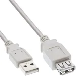 InLine USB 2.0 pikenduskaabel, t&uuml;&uuml;p A-pistik / emane, beež, 1,8 m, hulgipakend