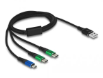 DeLOCK USB-laadimiskaabel 3-in-1 Type-A to Micro USB / 2 x USB USB-C 1 m