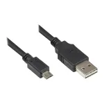 &Uuml;henduskaabel USB 2.0 EASY Plug A pistikule Micro B, must, 0,5 m, Good Connections&reg; (2510-EUM005)