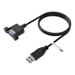 EFB USB 3.0 pikenduskaabel A-A isane paneelipaigaldusega emasele, 0,5m, must