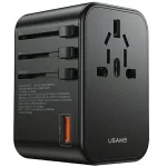 USAMS Universal Travel Charger 65W 1xUSB-A + 2xUSB-C T62 vahetatavate pistikutega US/AU/EU/UK Must CC199TC01 (US-CC199)