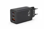 Voltage GaN laadija 67 W seinakinnitusega, PD 3.0 / QC 3.0, 2x USB-C ja 1x USB-A, EL-pistik, must