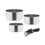 TEESA COOK EXPERT SINGLE HAND Potid-pannid komplekt eemaldatava k&auml;epidemega, 7-osaline, &Oslash;20/24 cm, mittenakkuva, induktsioon, must