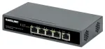 Intellinet 5-Pordi Gigabitne L&uuml;liti PoE L&auml;bivooluga, &Uuml;ks IEEE 802.3bt (PoE++ / 4PPoE) PD PoE Port 95 W Sisendv&otilde;imsusega, Neli PSE PoE Porti, PoE Toite-eelarve kuni 65 W, IEEE 802.3at/af &Uuml;hilduv V&auml;ljund, Lauaarvuti, Seinale Kinnitatav Valik