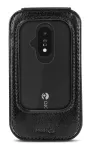 Doro Case L20/L30/2800/2820/2880/E20/E22/E30 - Must PU-nahkne klapp&uuml;mbris kaarditasku ja alusega