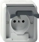 GIRA 448530 Schuko pistikupesa hinged kaanega, puhtvalge l&auml;ikiv