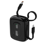 Dudao K32 akupank 22.5W 10000 mAh sisseehitatud USB-C/Lightning kaabliga - must