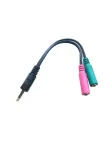 Microconnect AUDALS015 peakomplekti adapter, 3,5 mm 4-kontaktne pistik 2x 3,5 mm pistikupesaks, 15 cm