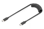 DIGITUS USB - C-t&uuml;&uuml;pi USB-C-t&uuml;&uuml;pi spiraalkaabel, TPU USB 2.0, PD60W max; 1 m