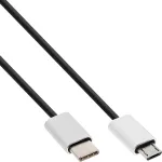 InLine USB 2.0 kaabel, USB-C isane / Micro-B-pistik, must/alu, paindlik, 1,5 m